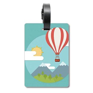 Imagem de Balão de ar quente, estampa de nuvem, bolsa de viagem, etiqueta para cartão de bagagem, etiqueta para pendurar
