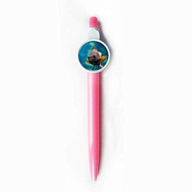 Imagem de Pequena caneta retrátil azul com bico rollerball Organismo Marinho Peixe Tropical, artigos de papelaria
