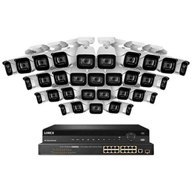 Imagem de Lorex NC4K8-3232WB 32 Sistema de Vigilância 4K Canal com N882A38B 8TB 4K Fusão NVR, 16 Porto ACCLPS263B POE Switch e 32 E841CA-E 8MP Branco Bala Câmeras