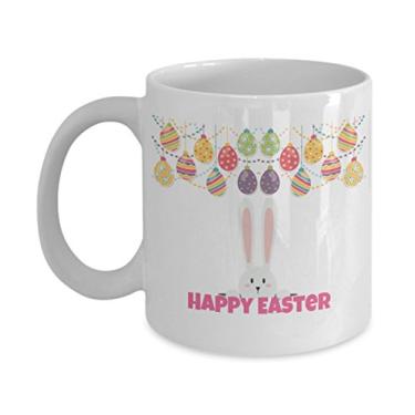 Imagem de Caneca de café de cerâmica com design de coelho de Páscoa feliz ideia de presente