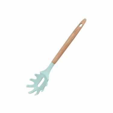 Imagem de COLHER DE SILICONE PARA ESPAGUETE COM CABO DE MADEIRA 32,5CM - WATER BLUE - OXFORD