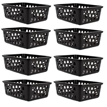 Imagem de Kit 8 Cestos Multiuso Organizador Pequeno 16x12x6Cm Preto 123Organizei