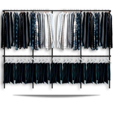 Imagem de Arara cabideiro aramado trilho parede closet loja suspenso Pt 3,40 m