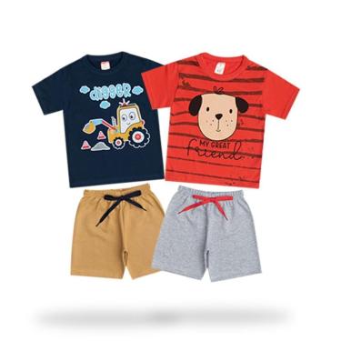 Imagem de Kit Roupas Infantil Masculino 2 Conjuntos Menino Tam; 1 a 8 Anos-Masculino