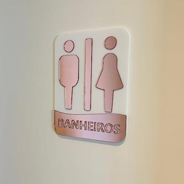 Imagem de Placa de identificação para banheiros - Acrílico (Branco e Rosê)