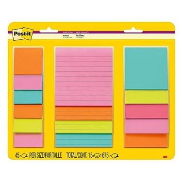 Imagem de Post-it Notes Super Sticky Notes, Assorted Sizes, Supernova Neons Collection 5 Pads/Pack, 45 Sheets/Pad