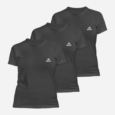 Imagem de Kit 3 Camiseta Dry Basic SS FPS 50 Muvin – Manga Curta – Feminina – Proteção Solar UV50 – Camiseta Para Academia Treino Funcional – Pilates – Yoga – Corrida – Caminhada (G, Chumbo)