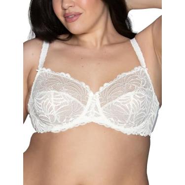 Imagem de Vanity Fair Sutiã feminino bonito de renda indulgência com aro, bojos não acolchoados para forma natural, tamanhos 32C-40G, Pampelune Soft Ivory, 40C