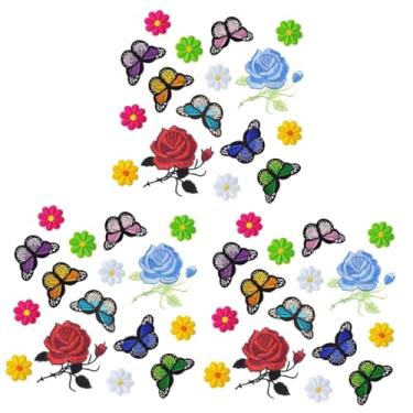 Imagem de Tofficu 48 Peças Fragmento ferro borboleta em remendos decalques de roupas de flores ferro em manchas de flores rosas patch para jeans remendo colorido mancha de rosa as flores aplique