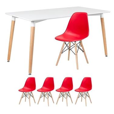 Imagem de Loft7, Mesa de jantar retangular Eames 80 x 140 cm + 4 cadeiras Eiffel DSW