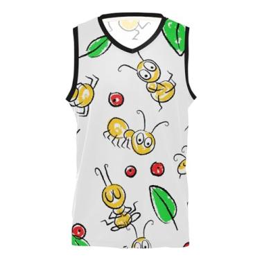 Imagem de KLL Camiseta masculina engraçada pintada com formigas atléticas de uniforme de basquete para presente em casa e fora de casa camisa de jérsei graffiti para homens e mulheres, Formiga engraçada