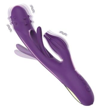 Imagem de 3 in 1 Dildo Rabbit Vibrator for Women - Multi-Function with Built-in Beater for G-Spot and Clitoris Tapping - Rechargeable & Very Quiet - Great for Solo and Couples Play