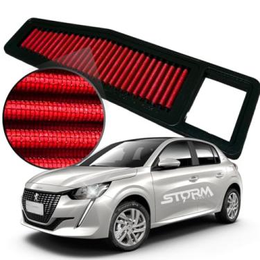 Imagem de Filtro de Ar Esportivo Compatível com Peugeot 208 motor 1.6 ano 2021 a 2024 Like Essencial 16v Allure Active Hatch Manual Automatico Griffe Pack Roadtrip