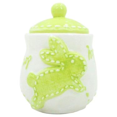 Imagem de Açucareiro De Coelhinho Da Páscoa Verde Em Cerâmica - 355ml