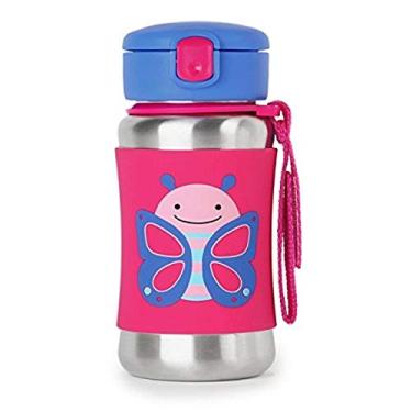 Imagem de Skip Hop Zoo Borboleta Garrafinha de Aço Inox, Rosa, 350 ml