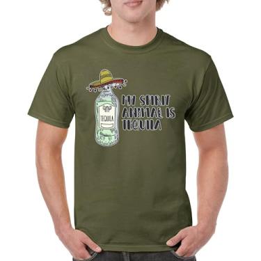 Imagem de Camiseta masculina My Spirit Animal is Tequila Cinco de Mayo Party Drinking, Verde militar, M