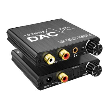Imagem de Conversor de áudio digital para analógico  24Bit  DAC  Óptico  SPDIF  Coaxial  RCA  3.5mm Adaptador