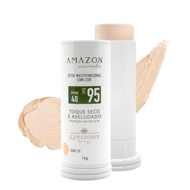 Imagem de L'AMAZONIE - Bastão Multifuncional Com Cor FPS 95 FPUVA 40 - Filtro Solar & Base - Proteção, Tratamento & Beleza - Vitamina C, Vitamina E & Ácido Hialurônico - Aplicação Prática - COR 10