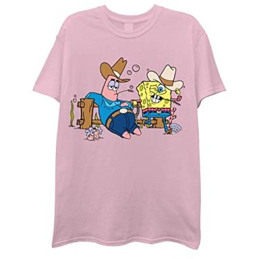 Imagem de Camiseta masculina Spongebob Squarepants Classic - Spongebob, Patrick & Krusty Krab, Rosa claro ocidental, XXG