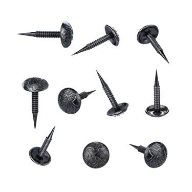 Imagem de Tachinhas de estofamento com cabeça pequena, tachinhas de móveis vintage de 7,9 mm para estofados, 200 peças de mini pregos decorativos para estofados com perna rosqueada, tachinhas de sofá para madeira (cinza e preto)