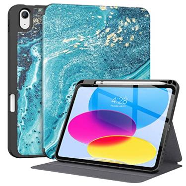 Imagem de Supveco Capa para iPad 10ª geração de 10,9 polegadas 2022 com suporte para lápis - [Suporte Apple Pencil 1ª geração + ativação automática/hibernar], capa fólio premium com capa traseira de TPU macio para iPad 10ª geração 2022 - azul marinho