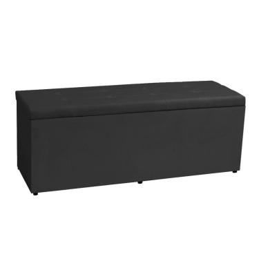 Imagem de Calçadeira Recamier Baú Solteiro 0,90m Berlim Suede Preto - Pallazio