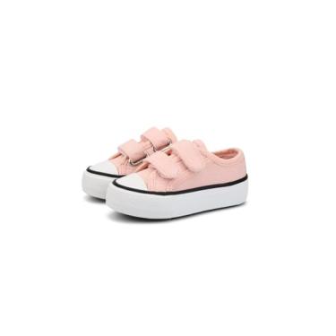 Imagem de ANTLULU Tênis infantil clássico de cano baixo para meninos e meninas com gancho e laço ajustável duplo, Rosa bebê, 6.5 Toddler