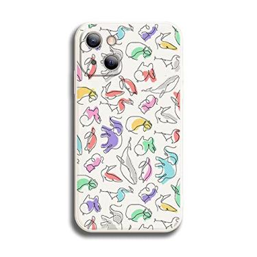 Imagem de Capa para iPhone 14, capa colorida de design animal de arte para iPhone 14 para mulheres e meninas, design gráfico moderno de silicone macio [proteção da câmera] capa à prova de choque para Apple