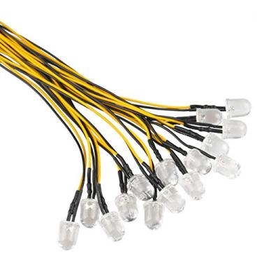 Imagem de EDGELEC 30 peças de luzes LED amarelas de 12 volts 10 mm com diodos emissores de diodos pré-cabeados 20.1 cm DC 12v luz LED lente clara pequenas lâmpadas LED