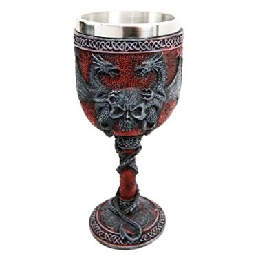 Imagem de Ebros Celtic Dupla Dragão duplo Protetor de Sangue Caveira Heráldica Crest 7" A Copo de Vinho Goblet Cálice Bebidas de Bebidas Dungeons And Dragons Medieval Renascença Decoração Cozinha Festa Host Acessório