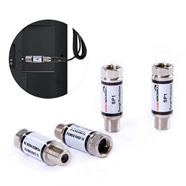 Imagem de groword 4 peças coaxiais de proteção contra sobretensão/supressor de surtos - para protetor de satélite em linha, caixa de cabo, amplificador de distribuição - 75 ohm 5-2400 MHz casa TV a cabo