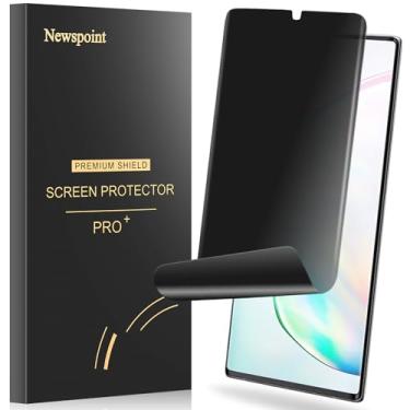 Imagem de Newspoint Película protetora de tela para Galaxy Note 10 Plus de privacidade bidirecional anti-espião capa amigável impressão digital disponível filme macio, cobertura adesiva completa antirriscos Nano Shield para Samsung Note 10 +/Note 10 + 5G