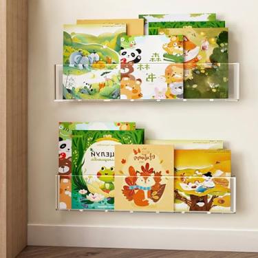 Imagem de Bakidn Estante infantil montada na parede transparente flutuante para exibição de livros de 45,7 cm, suporte de discos, porta-revistas, prateleira de borda de imagem para quarto, quarto de criança,