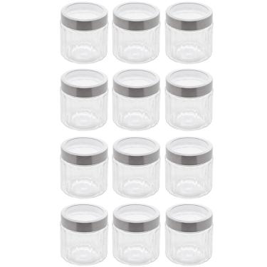 Imagem de Conjunto 12 Potes de Vidro com Tampa Inox 870ml cada Lyor Sydney Biscoito Condimento