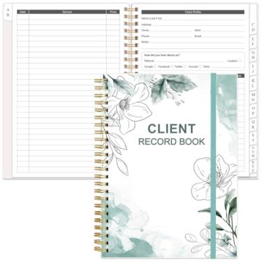 Imagem de Livro de registro de cliente - encadernador de livro de perfil de cliente de cabeleireiro e cartões de registro de cliente com abas alfabéticas A-Z para salões, cabeleireiro, unhas, pequenas empresas,