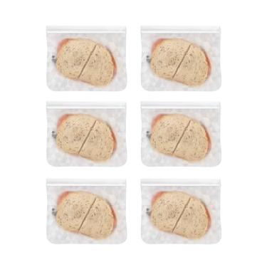 Imagem de OGGI Sacos reutilizáveis de armazenamento de alimentos – Conjunto de 6, 21,6 x 18 cm - Ideal para almoço, freezer, sanduíches, lanches, armazenamento, bolsa de lanche para viagens, sacos de gelo