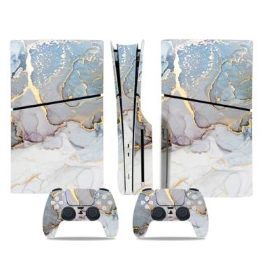 Imagem de UUShop Capa de decalque adesivo para console PS5 Slim CD Disk Edition e controles marmorizados