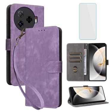 Imagem de IUQXU Capa carteira para celular Tecno Camon 30 Pro 5G com protetor de tela [bloqueio RFID] Capa de celular flip de couro com suporte para cartão feminino e masculino para Tecno Camon30 Pro CL8 Camon