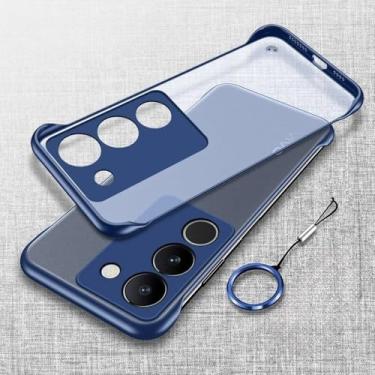 Imagem de Capa traseira de anel fino rígido fosco para Vivo V29 V30 V29Pro V27 Pro S16 S17 S18 capa de telefone translúcida sem moldura, azul, para Vivo S16