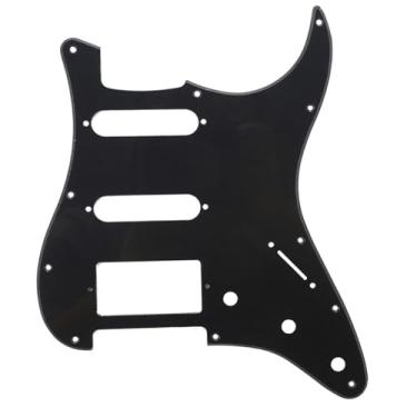 Imagem de Musiclily 11 Furos Escudo HSS Pickguard Strato para Guitarra Fender EUA/Mexicana Made Stratocaster Standard Estilo Moderno, 1 Camada Preto