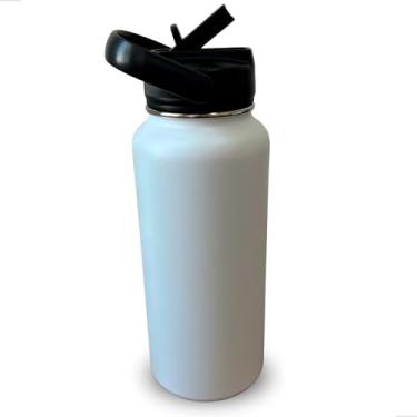 Imagem de Garrafa Térmica de Água 1 Litro Com Alça e Sistema Antivazamento Em Aço Inoxidável Garrafinha Térmica de Água 1L em Inox (MK1523Branco)