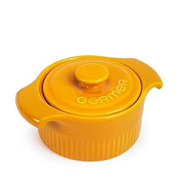 Imagem de Germer, Cocotte com tampa redondo em porcelana, modelo assar ou servir, refratária, Ø 9,5 cm, 200 ml, Amarelo