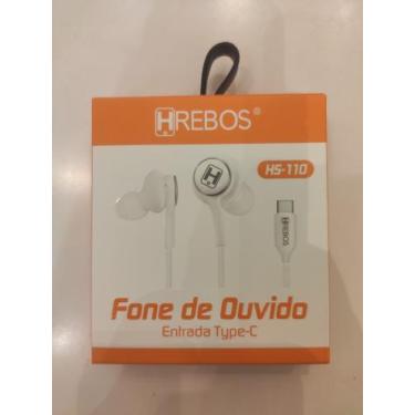 Imagem de Fone de ouvido entrada tipo C branco e preto - HREBOS , preto 