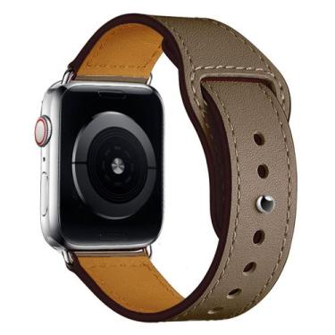 Imagem de Pulseira Couro Fecho Botão Pino Compatível com Apple Watch - Baú do Vi