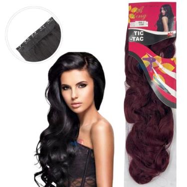 Imagem de Aplique Cabelo Tic-Tac Fibra Orgânica Weng 70 cm, ONDULADO - vinho #11