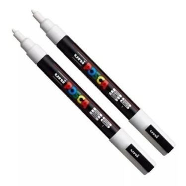 Imagem de Kit 2 Caneta Posca Uniball Pc-3m Preto E Branco Lente Óculos - marcado