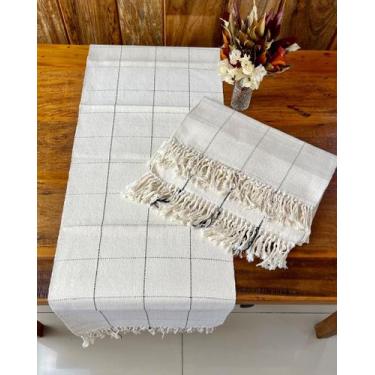 Imagem de Caminho Trilho De Mesa 1,60mx40cm Grid - Maria Croche Veronez, Marrom