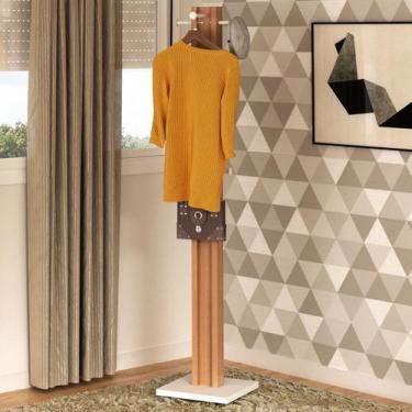 Imagem de Cabideiro Mancebo Amendoa/Branco Az1018 - Tecno Mobili, Marrom Claro