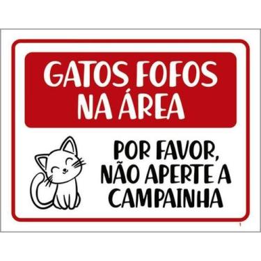 Imagem de Kit 3 Placas Sinalização - Gatos Fofos Não Aperte Campainha - Sinalizo