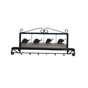 Imagem de Prateleira Cozinha Ferro Angolas madeira 60 cm largura - Shoppingnet